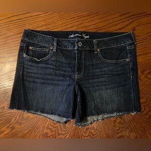 American Eagle Outfitters Dark Wash Stretch Midi Denim Shorts Size 18